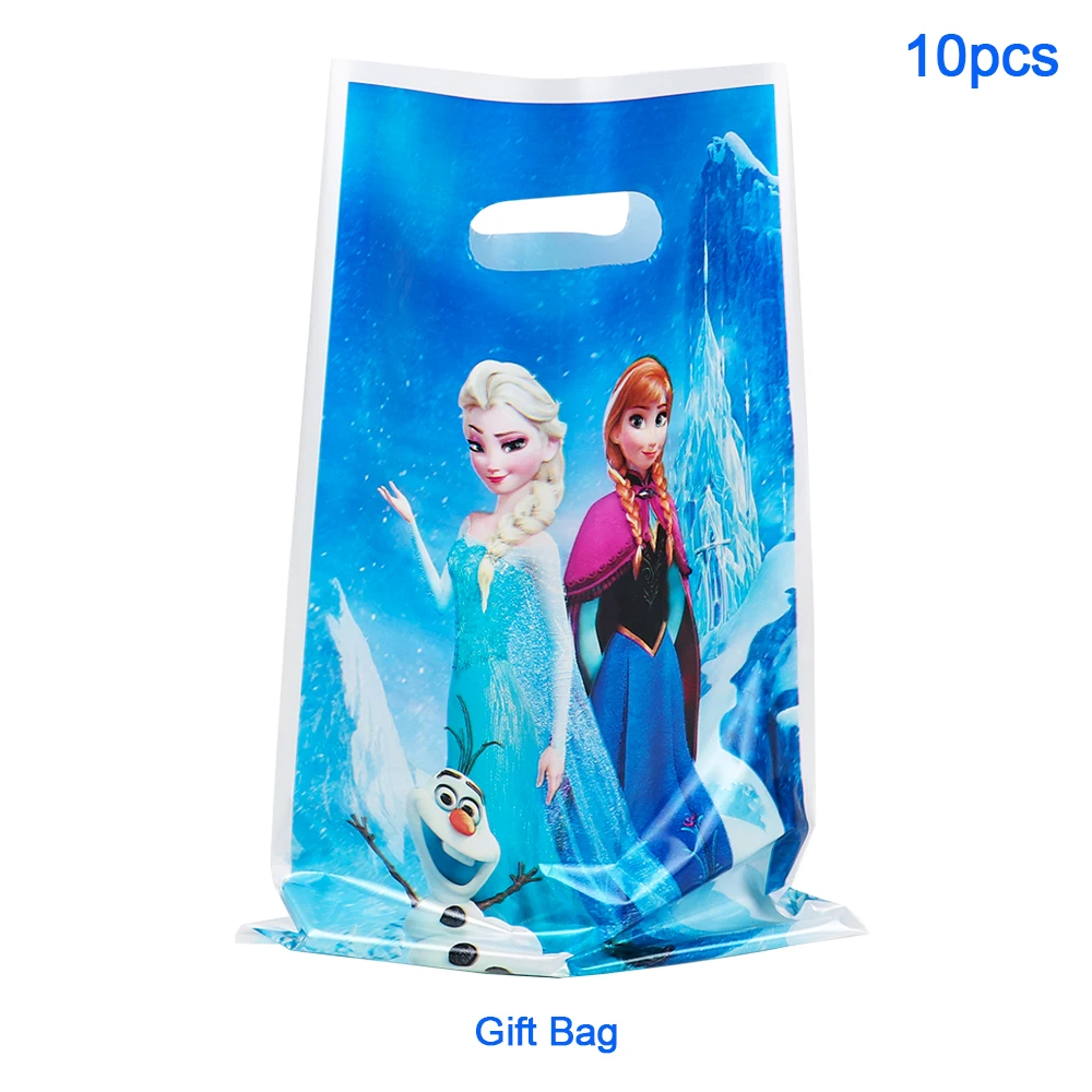 Disney-Diseño del tema de princesas de Frozen para niños y niñas, bolsa de regalo desechable para aperitivos, dulces, suministros de baño para bebé, 10 Uds.