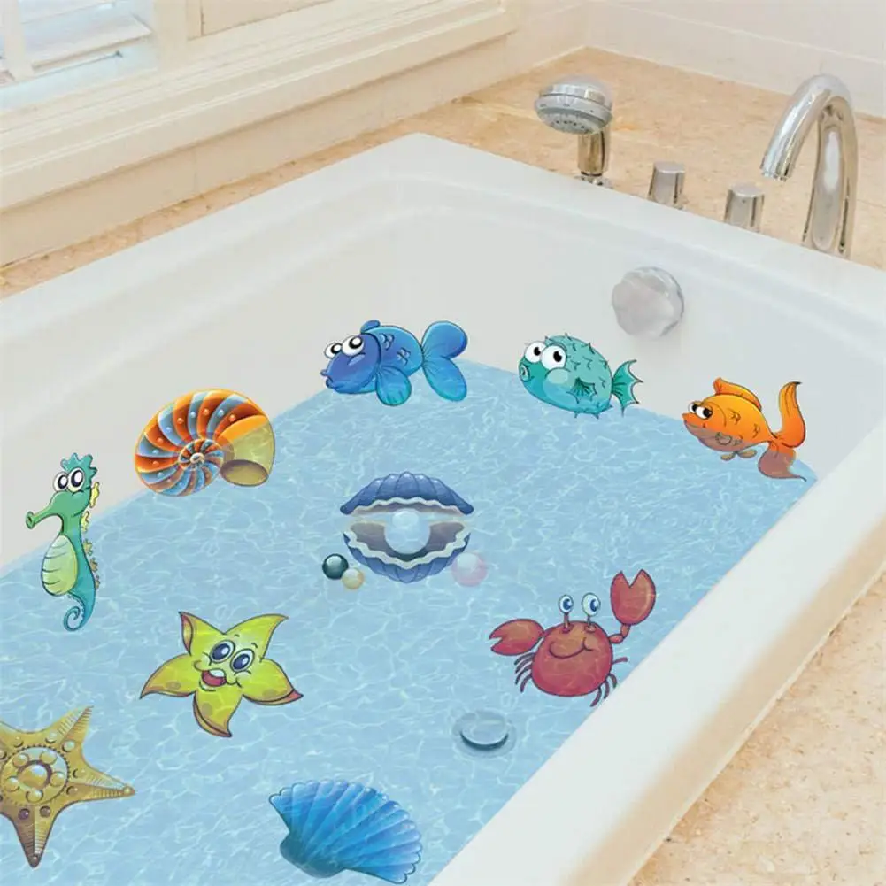 BESTOMZ Anti-slip Bathtub Stickers for Safety Shower and Bathroom with Blue Shark 5PCS 