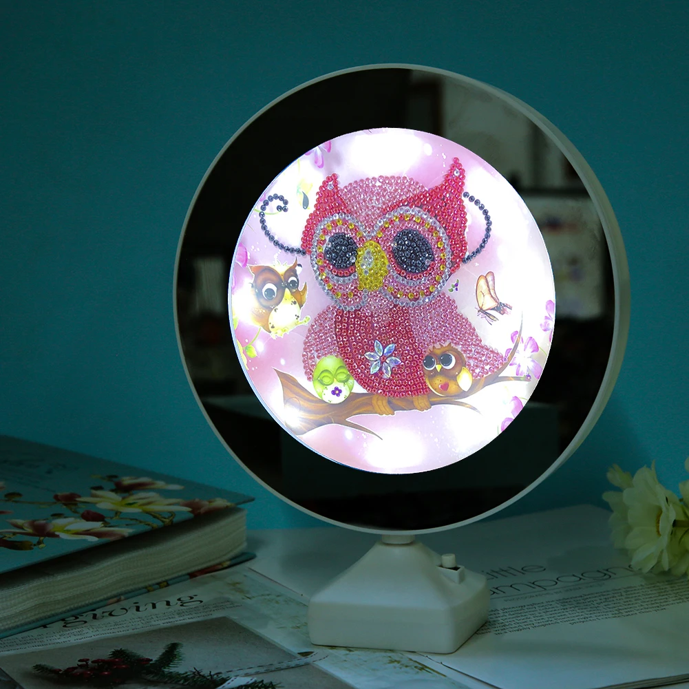 5D DIY алмазная живопись зеркальный ночной Светильник Специальная Форма Стразы