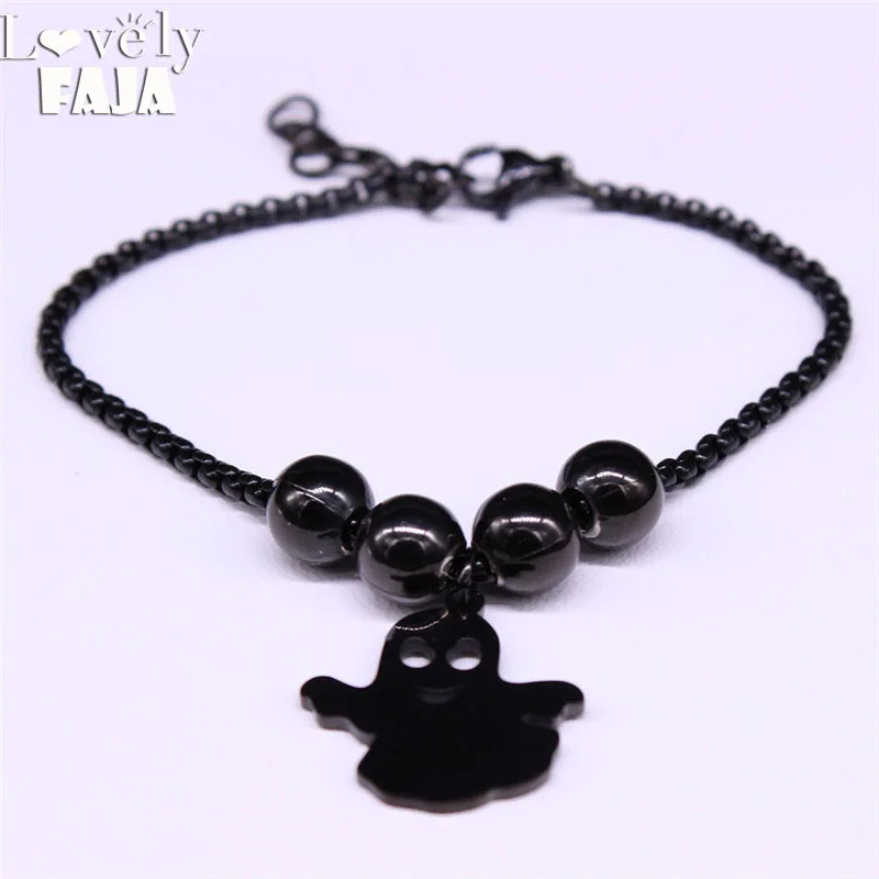 Ghost женский браслет из нержавеющей стали черный цвет браслеты с животными бисера