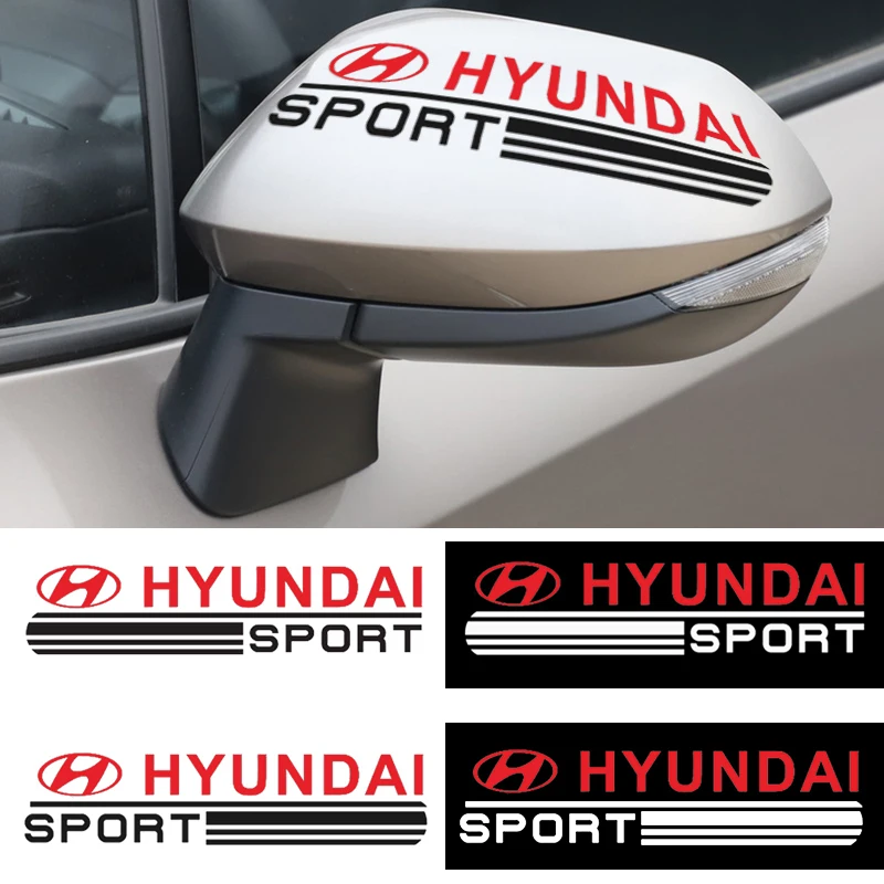 

2pcs Car Badge Body Sticker Sport Rearview Mirror Sticker For Hyundais Santa Fe Sonata Solaris Azera Creta I30 Ix25 Tucson IX35