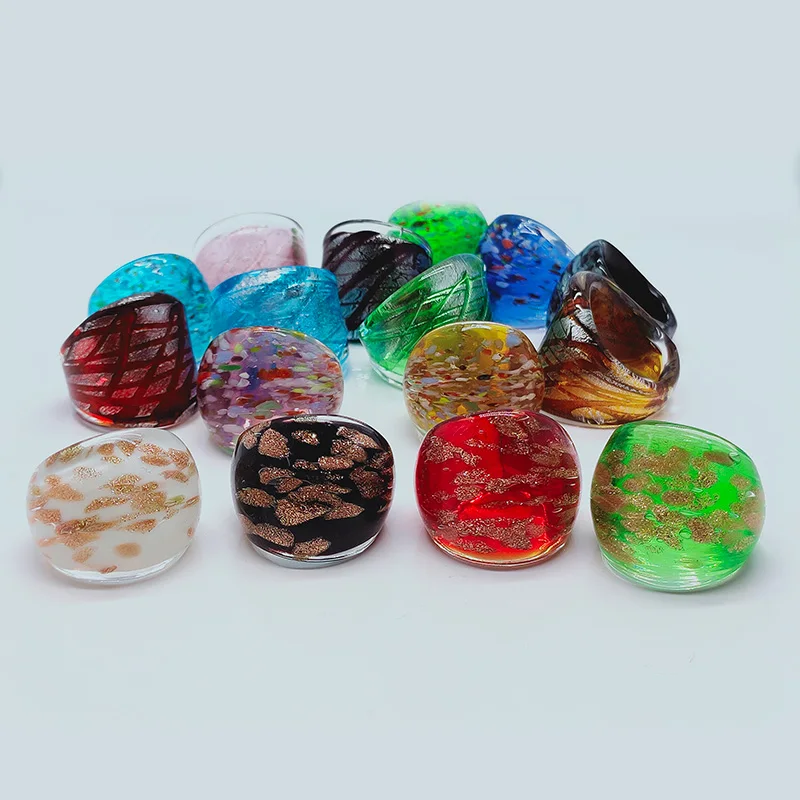 Verre de Murano Anneau Original Bijoux Pièce Unique Travail