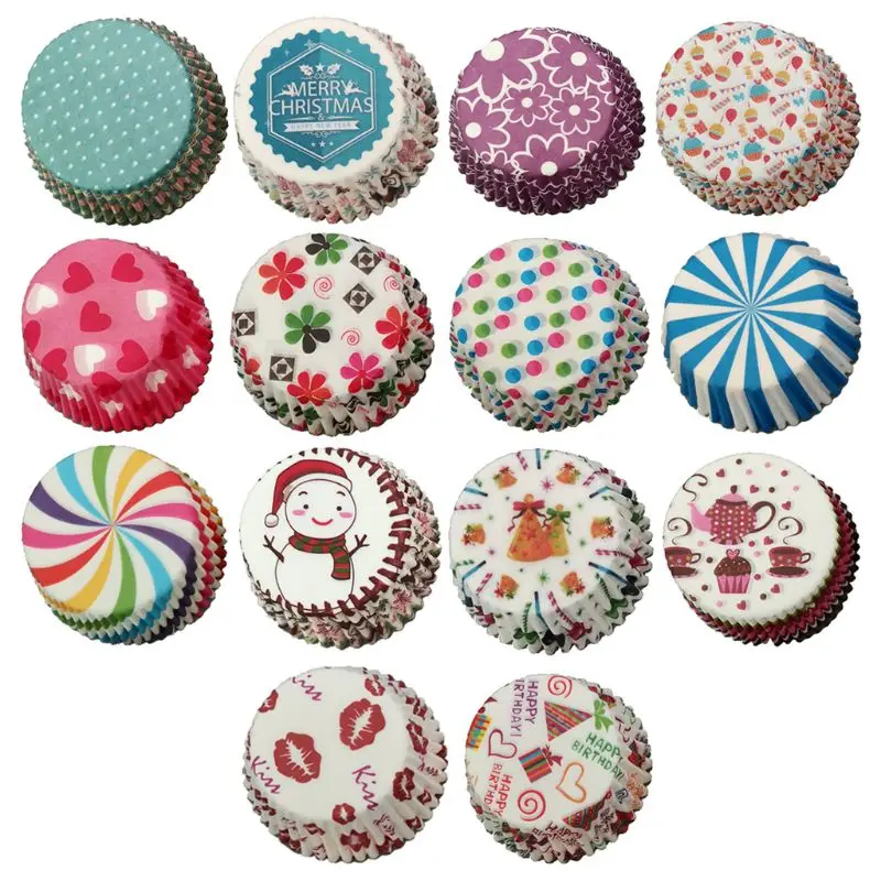 100Pcs 100Pcs Muffin Cupcake Wrapper Paper Cups Egg Tart Oil-proof Case Home DIY Kitchen Baking Decorate Tools Birthday Wedding