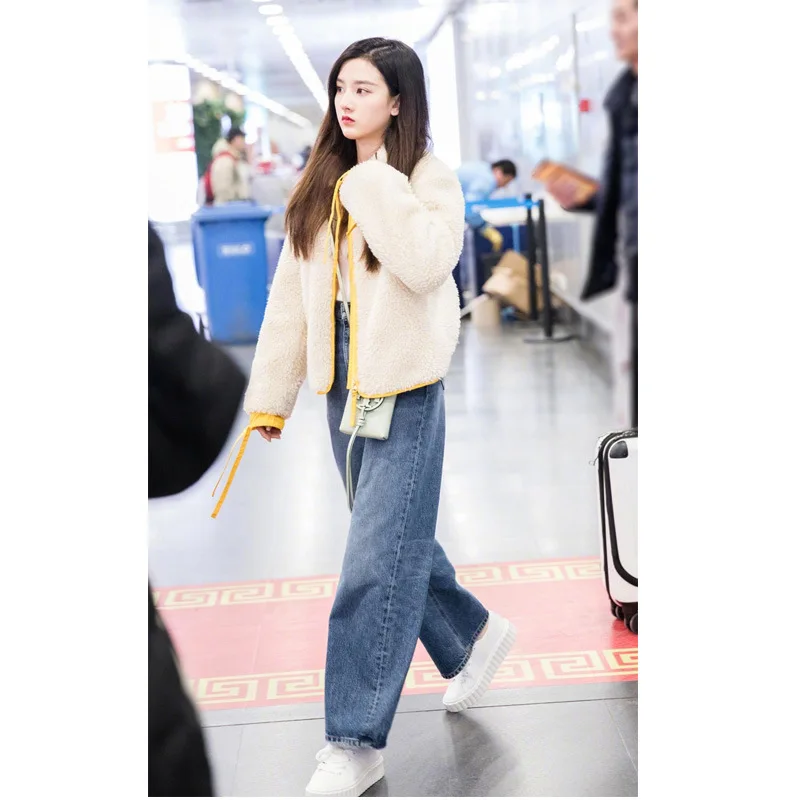 

Star Song Joey Celebrity Style Lambs Wool Korean-style Loose-Fit Versatile BF Students Thick Short Cotton-padded Clothes Jacket