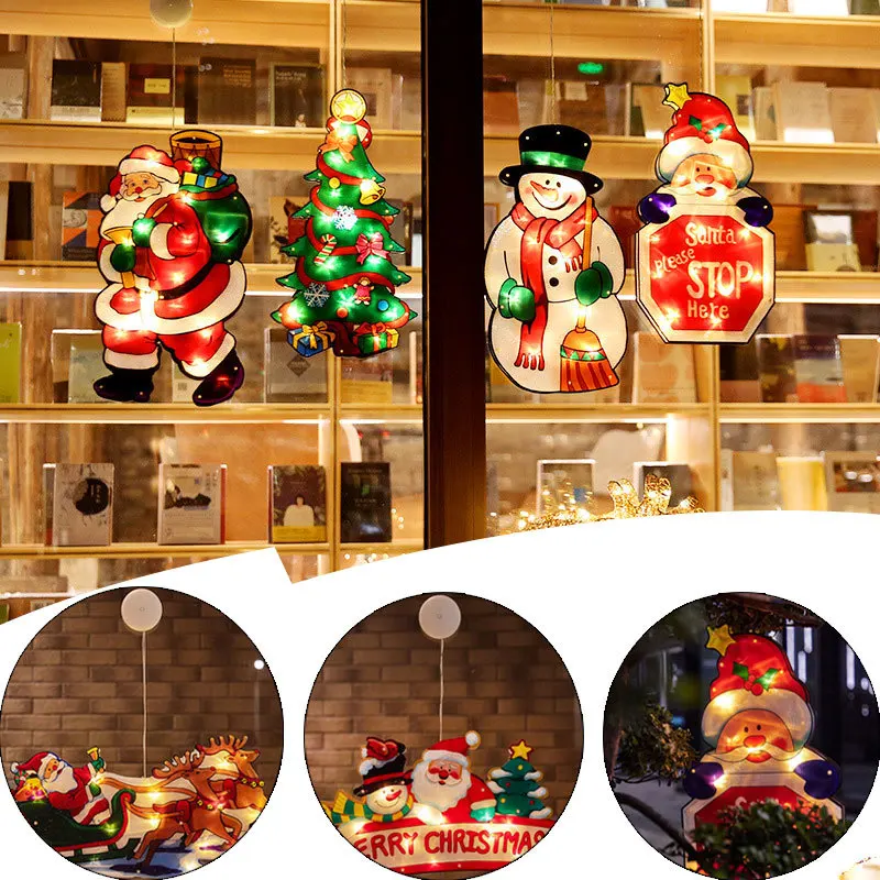 

Christmas Night Lights LED Xmas Tree Santa Snowman Elk Decoration Lights Lighting for New Year 2021 Christmas Hanging Ornaments