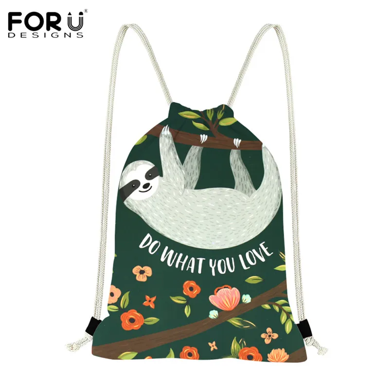 FORUDESIGNS с милым рисунком Ленивца, сумка на шнурке для путешествий, женский маленький рюкзак для хранения, рюкзак с полной печатью, worek plecak sznurek - Цвет: HXA08Z3