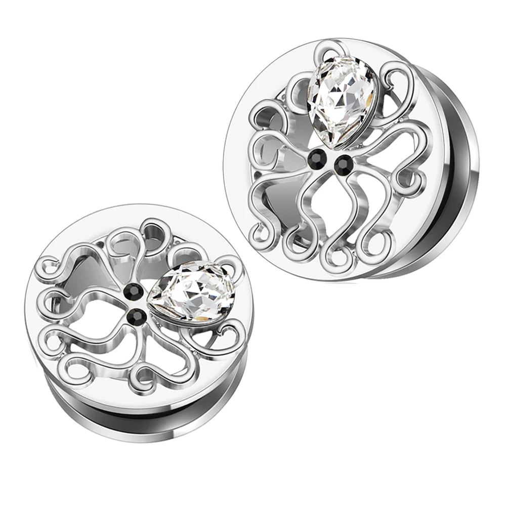 

TIANCIFBYJS Crystal Gem Ear Piercing Tunnel Gauge Colorful Screw Fit Ear Flesh Plugs Ear Expander Piercing Jewelry Wholesales