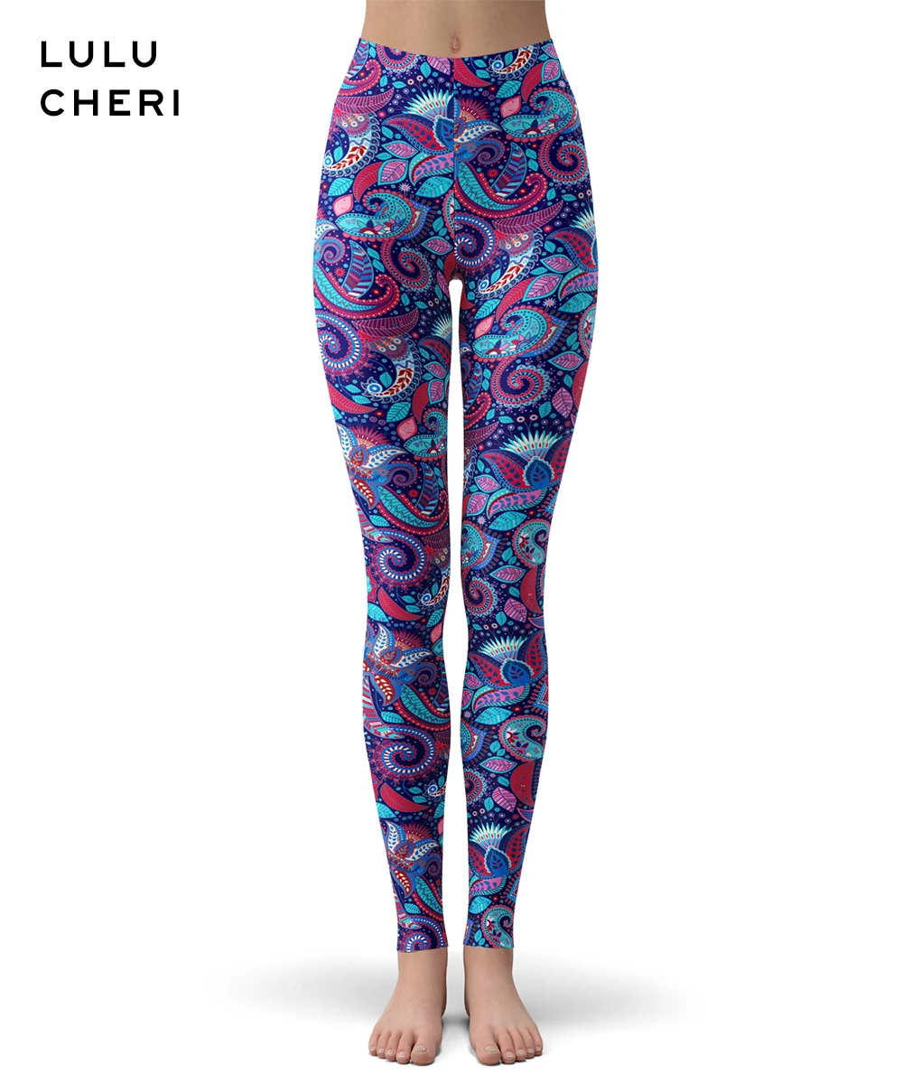 Flower Leggings Женские винтажные леггинсы с цветочным принтом для девочек мягкие дышащие обтягивающие леггинсы с высокой талией мягкого размера плюс для фитнеса - Цвет: Flower Leggings