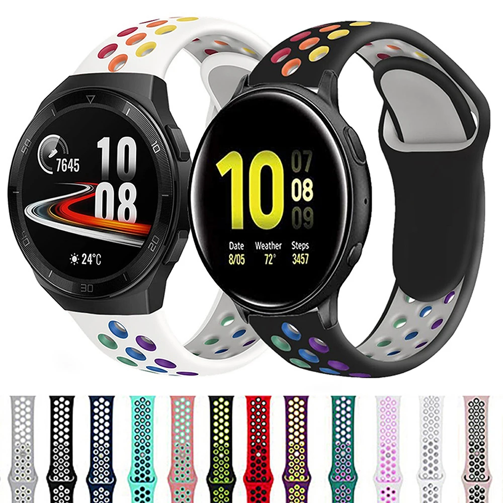 

Watch-band for Samsung Galaxy watch 42mm 46mm Colorful rainbow silicone strap for Samsung Active 2 Huawei GT2e/GT accessories