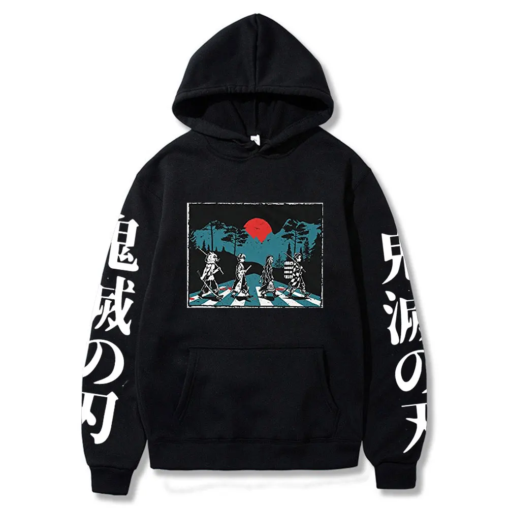 Japanese Anime Demon Slayer Hoodies Harajuku Vintage Cartoon Killing Corps Kimetsu no Yaiba Long Sleeve Winter Sweatshirts | Мужская