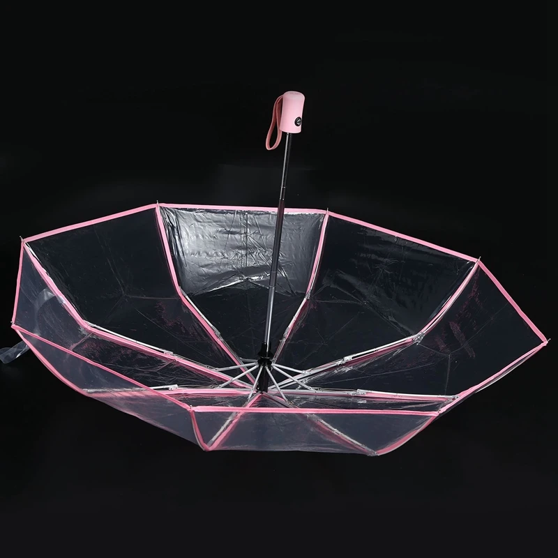 EASY-Transparent Umbrella Automatic Umbrella Rain Women Men Sun Rain Auto Umbrella Compact Folding Windproof Style Clear umbrell