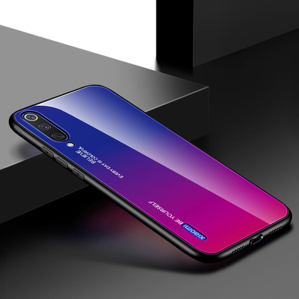 Цветной стеклянный чехол для Xiaomi mi A3 A2 A1, чехол из закаленного стекла для Xiaomi mi A3 mi A2 mi A1, чехол для телефона, силиконовый бампер - Цвет: 04