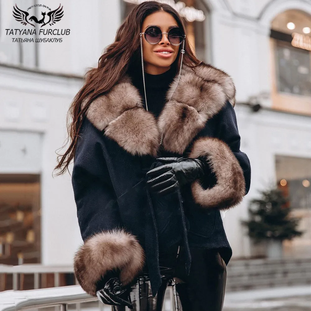 Cashmere Coat Women, Cashmere Winter Coat With Real Fox Fur