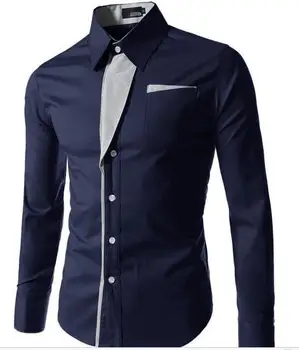 

2019 new brand long sleeve shirts social male 5 colors slim fit striped shirts plus size 3xl mens dress shirts