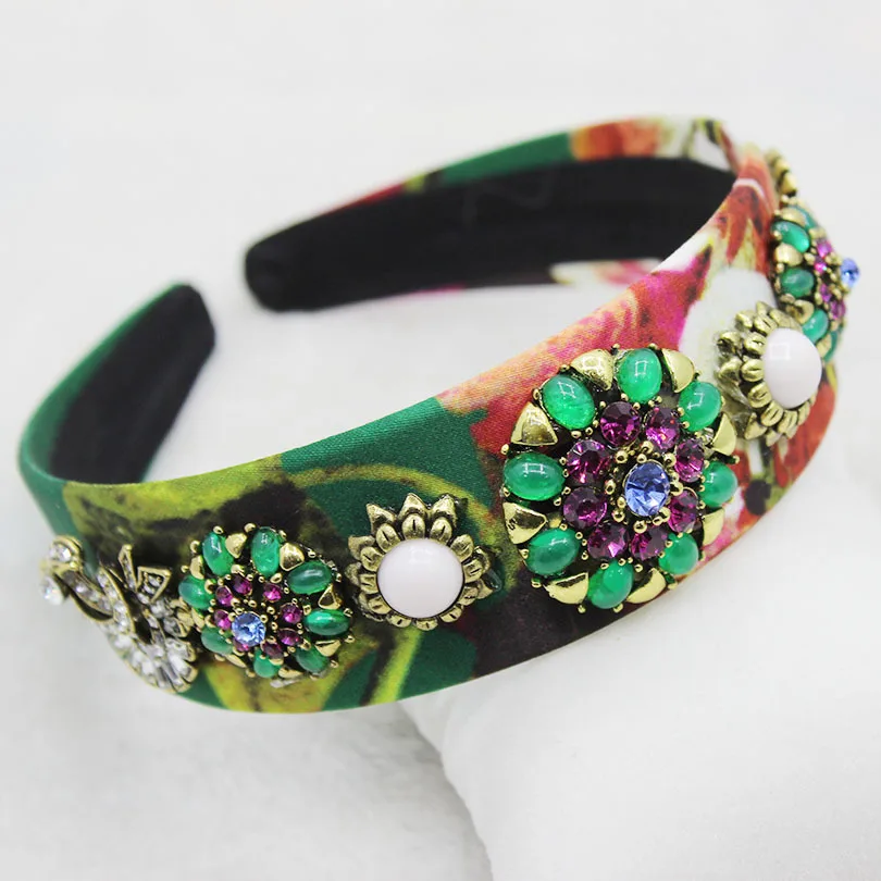 

Baroq Bride Headband Green Hair Accessories Jewelled Head Band Ladies Jewelled Hairband Fasinator Embellished Princess Hairband