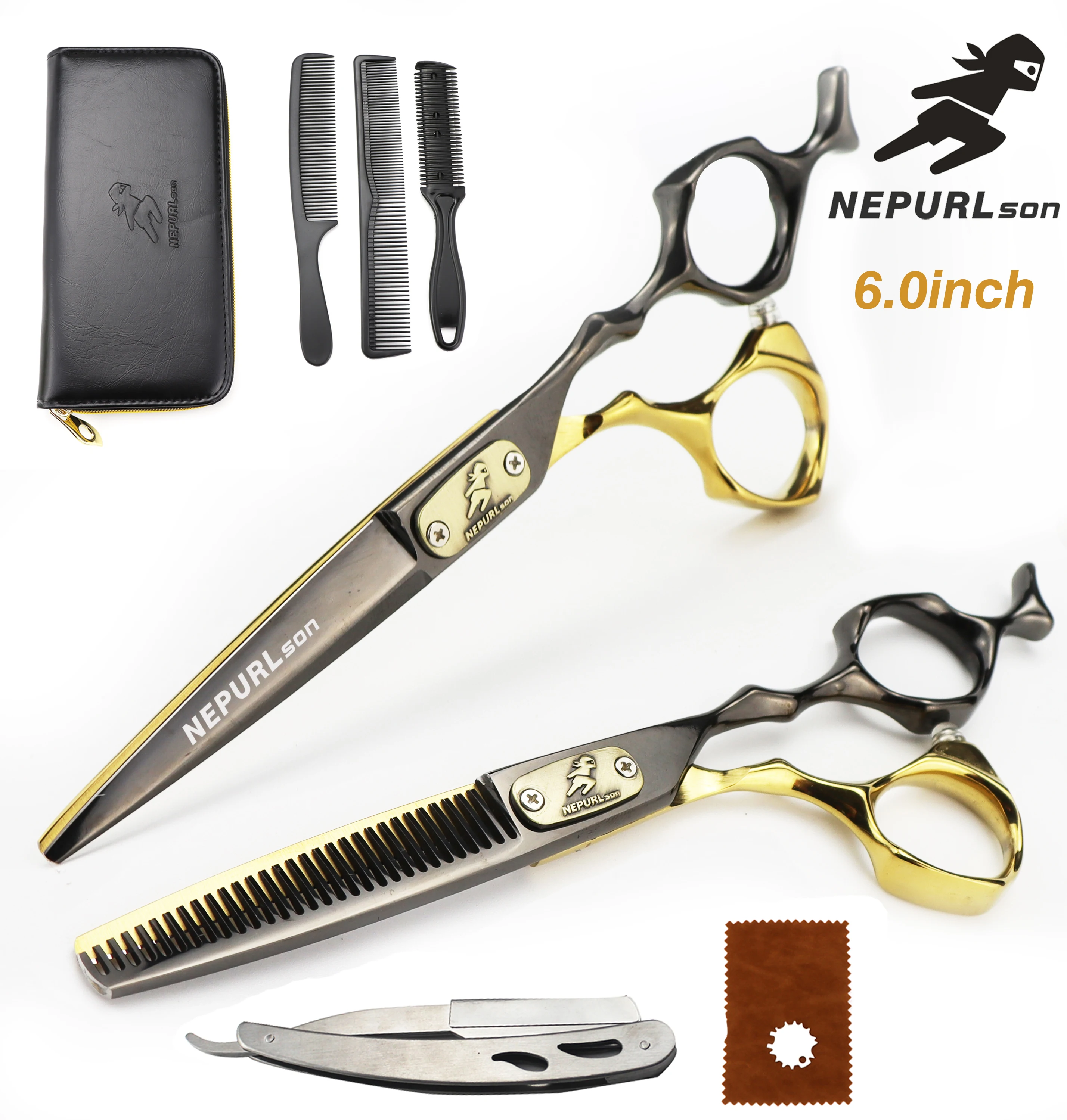 6.0 Inch Hairdressing Scissors Set Bangs Shears Eyebrows Scissors