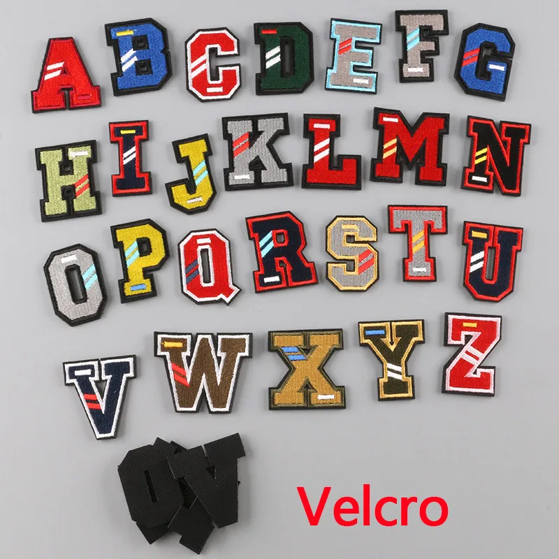 26 Pcs Letter Patches Embroidery Velcro Decoration Sew on Patches Hook  Backing Fastener A-Z English Letter Patch for DIY Clothe - AliExpress