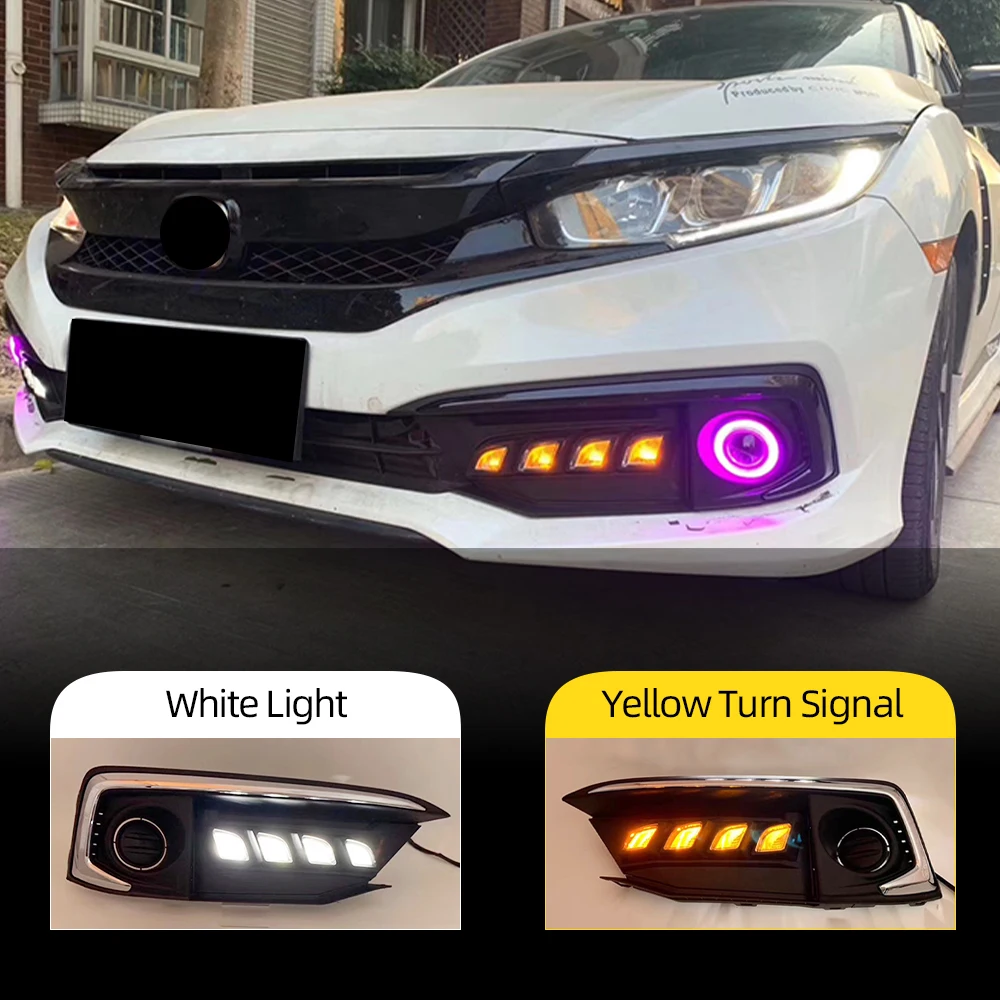 LED Daytime Running Lights DRL For Honda Civic 2019-2020 With Turn Signal Light