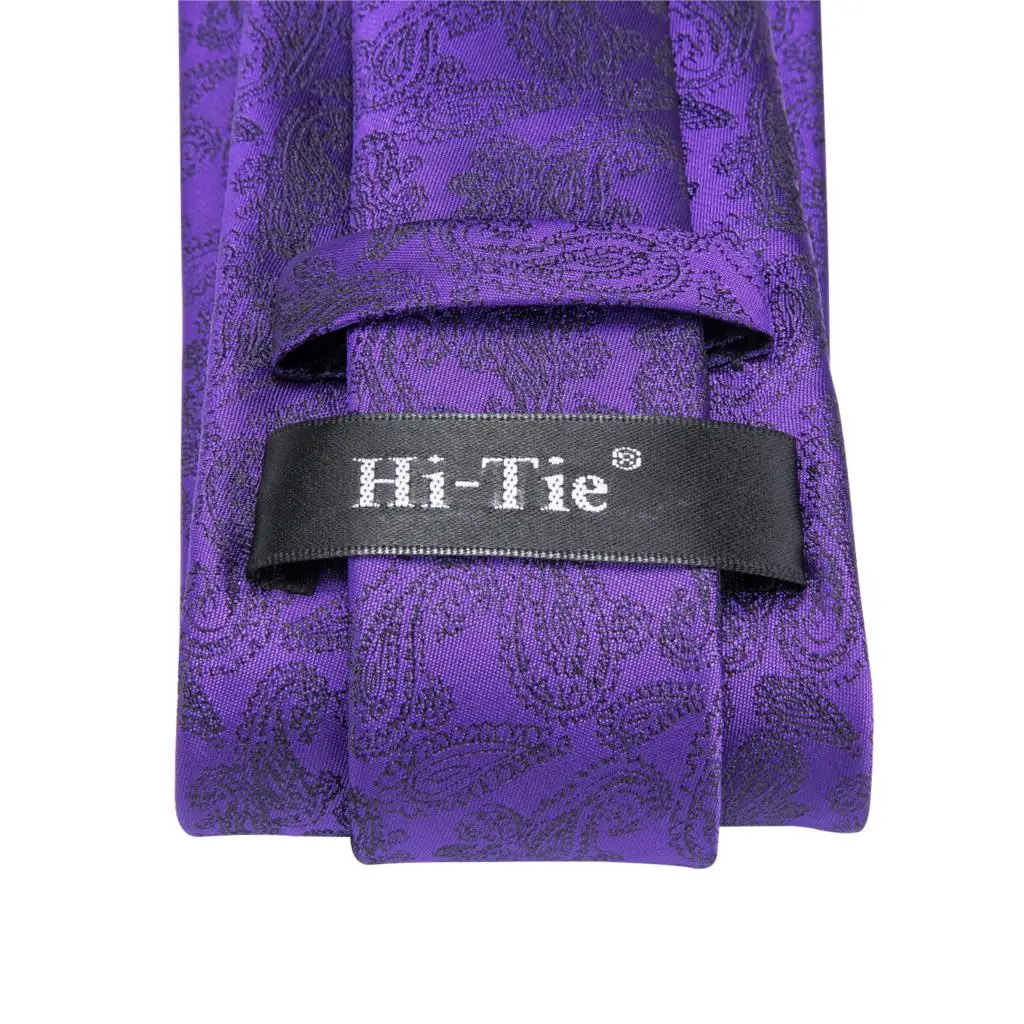 Фиолетовый галстук для мужчин цветочный шейный платок Hi-Tie Шелковый Пейсли платок-галстук комплект запонок костюм Подарочная коробка для галстука папа C-3148