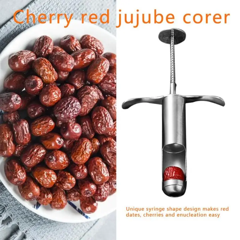 Нержавеющая сталь вишня Jujube Corer ptter кухонные фрукты инструмент для удаления сердцевины в форме шприца кухонный гаджет