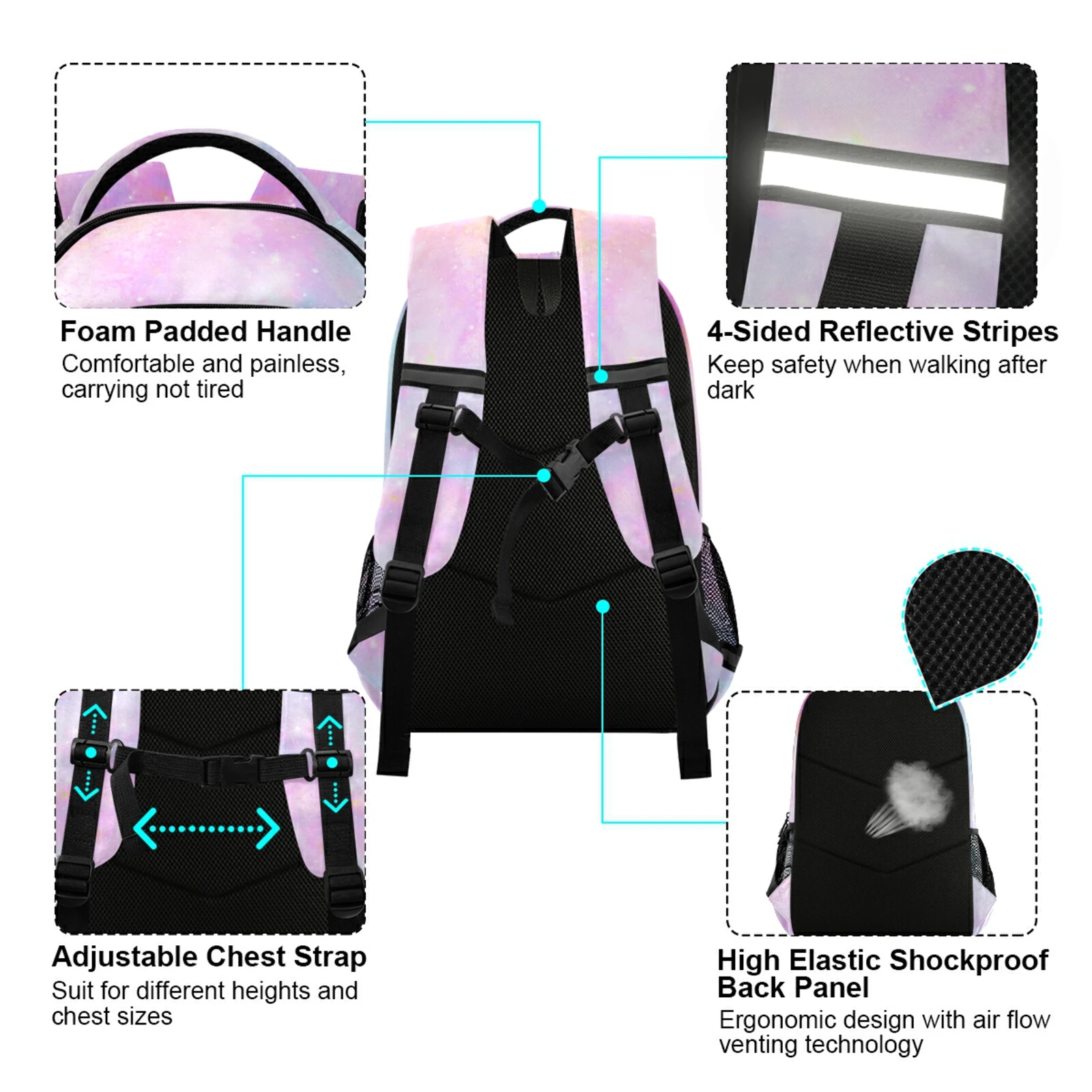 Large Luminous School Bag For College School Backpack Custom Pattern Waterproof Bagpack Primary School Book Bag For Teenage Girl