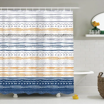 

Shower Curtain, Bathroom Curtains-Black and White Stripes,Colorful,Blue,Grey,Coffee Color,Geometric Patterns,Cloth Fabric Decor