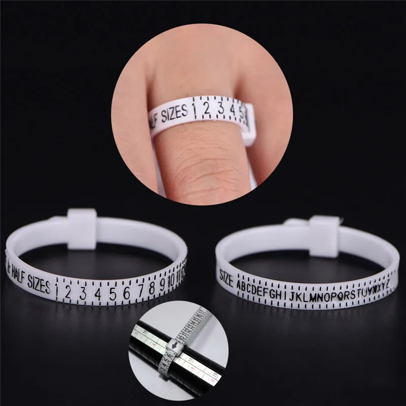  GeeStone 2Pcs Ring Sizer Measuring Tool Reusable Finger Size  Gauge Measure Set Jewelry Sizing Tools 1-17 USA Rings Size (White+Black) :  Arts, Crafts & Sewing