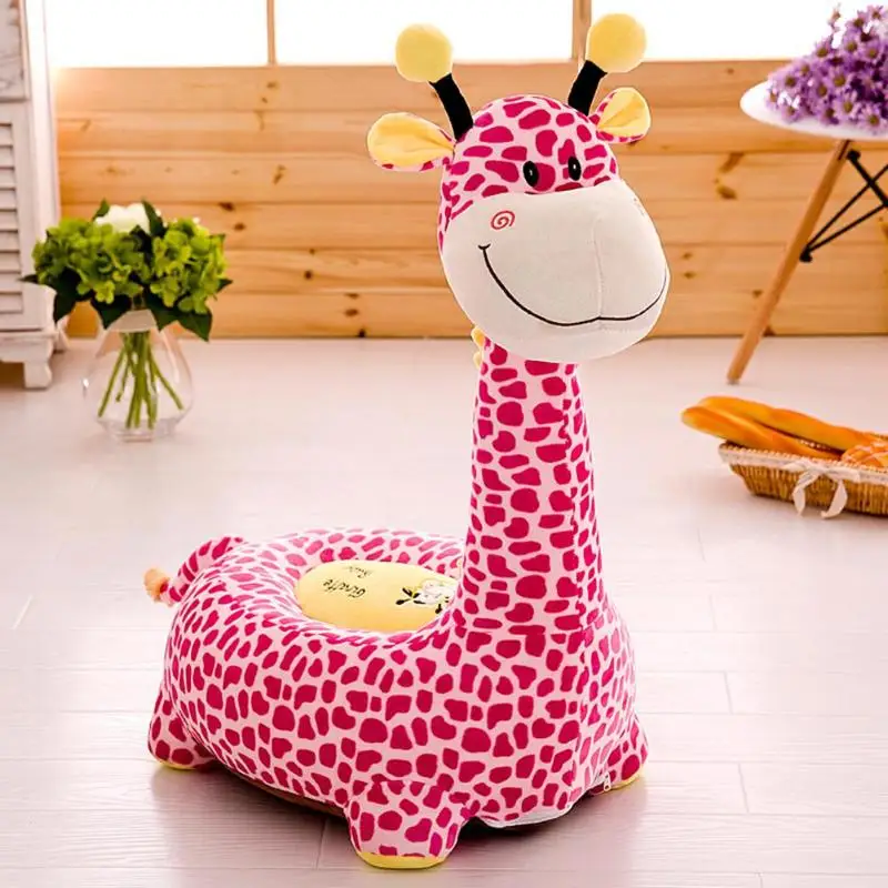 Чехол для дивана с изображением жирафа из мультфильма, плюшевый, без хлопка, для детей ясельного возраста, учатся сидеть на стуле, моющийся