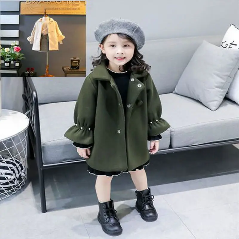 

Childrenswear GIRL'S Coat Trumpet Cuff Padded Thick Duffle Coat 19 Winter New Style 3-8-Year-Old