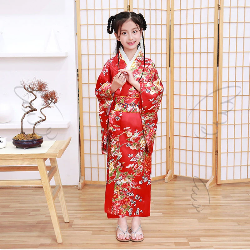 Детское кимоно, ютата, карнавальный костюм, юката, японское кимоно для девочек, платье, кимоно, винтажная одежда для сценического шоу с цветочным принтом - Цвет: style 10
