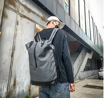 

Simple Trendy Men Leisure Street Backpack Unisex Chic College Couple Bags Teenager All-match Waterproof Cloth Bag Mochila DF476