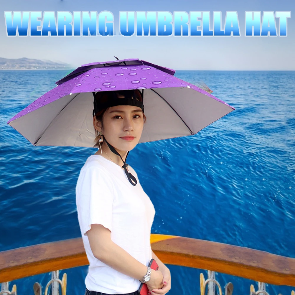 Fishing Umbrella Hat Folding Sun Adjustable Multifunction Outdoor Headwear  Fishing Umbrella hat