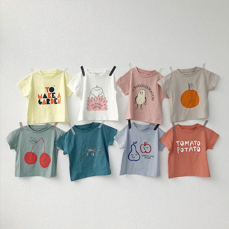 Новая модная детская хлопковая футболка, топы для мальчиков и девочек, футболка, Детская футболка, одежда для малышей, летняя одежда