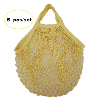

Factory In Stock Lemon Yellow Cotton Mesh Eco Bag For Fruit Vegetable