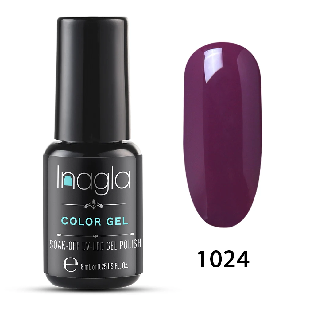 Inagla чистый цвет УФ-гель для ногтей 8 мл чистый цвет для ногтей базовое верхнее покрытие впитывающийся Гель-лак для ногтей маникюрный лак - Цвет: 1024