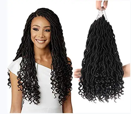 

Goddess Faux Locs Pre Looped Jombo Dreadlock with Curly Ends Synthetic Crotchet Hair Hair Extensions for Women