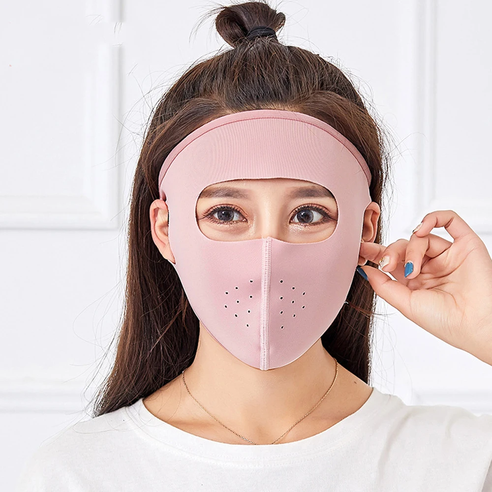 dark pink Ледяной шелк Солнцезащитная большая маска все включено маска тонкая секция дышащая полная защита от солнца маска для лба - Цвет: dark pink