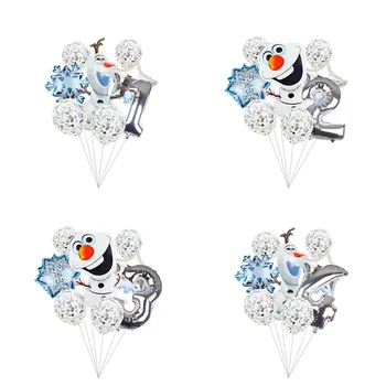 

1set Disney Frozen Xuebao Silver aluminum balloon Cartoon snowman silver numbers Boy and baby birthday party decoration set