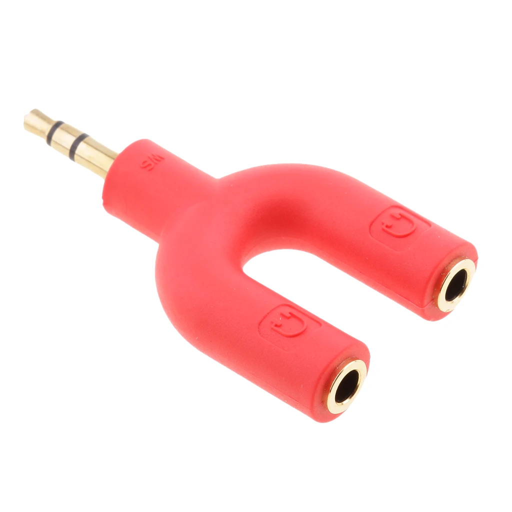2Pcs 3.5mm Earphone Adapter Plug,U Shape Double Jack Stereo Headphone Splitter Cable Connector for PC Smartphone
