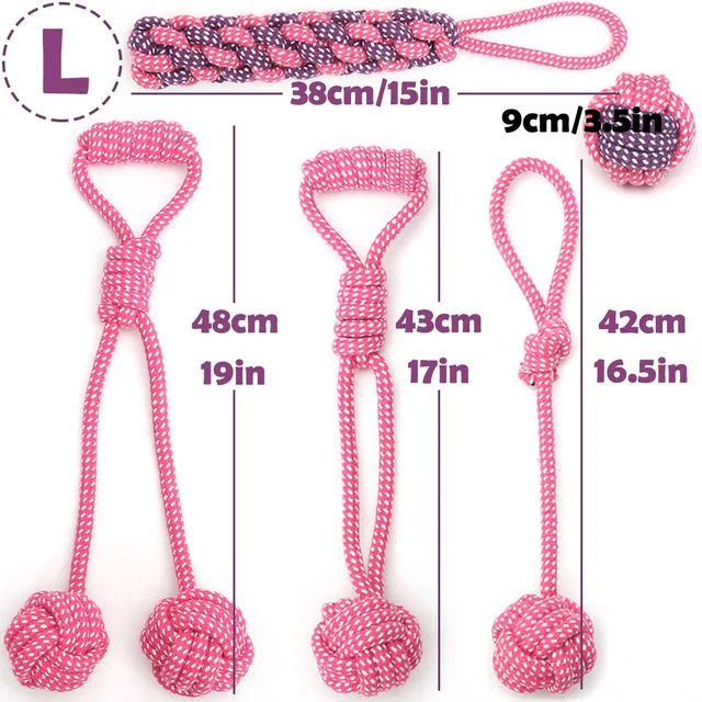5pcs Pink Dog Toy-L Игрушка на веревке для собак, интерактивная игрушка для больших собак, Жевательные Шарики, игрушки для чистки зубов, игрушка для домашних животных для маленьких средних собак, товары для домашних животных TY0116 - Цвет: 5pcs Pink Dog Toy-L