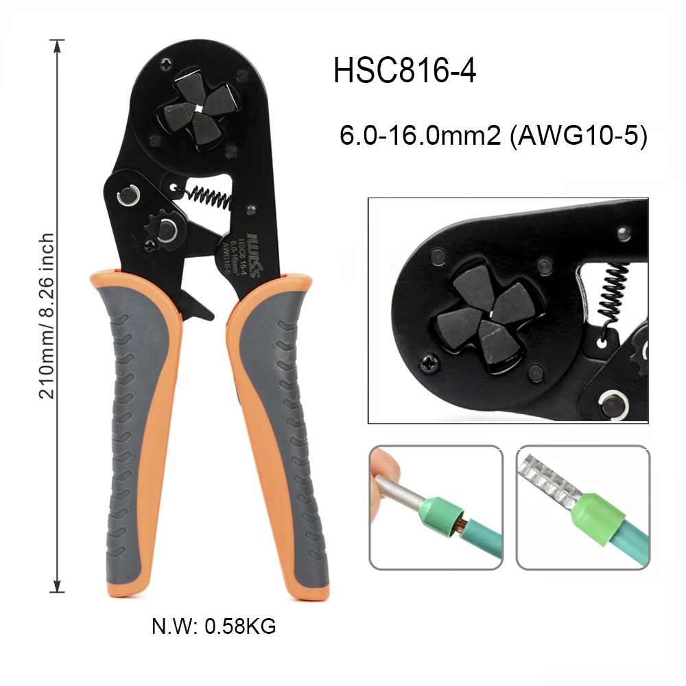 IWISS HSC8 6-4A храповый обжимной плоскогубцы ручные обжимные инструменты Диапазон обжима 0,25-мм2(24-10 AWG - Цвет: HSC816-4