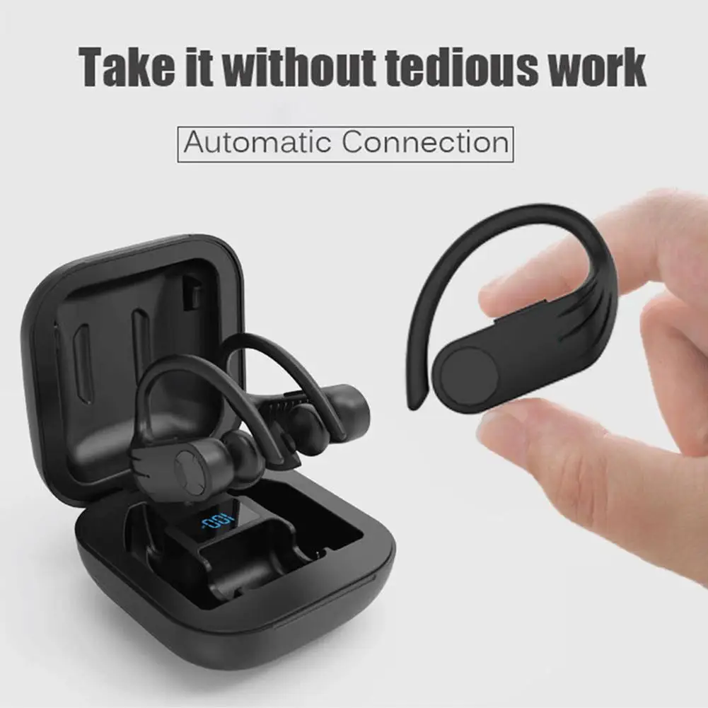 B1 TWS Bluetooth 5,0 Спортивная гарнитура двойной микрофон ушной крючок беспроводной наушник светодиодный Электрический дисплей 950 мАч