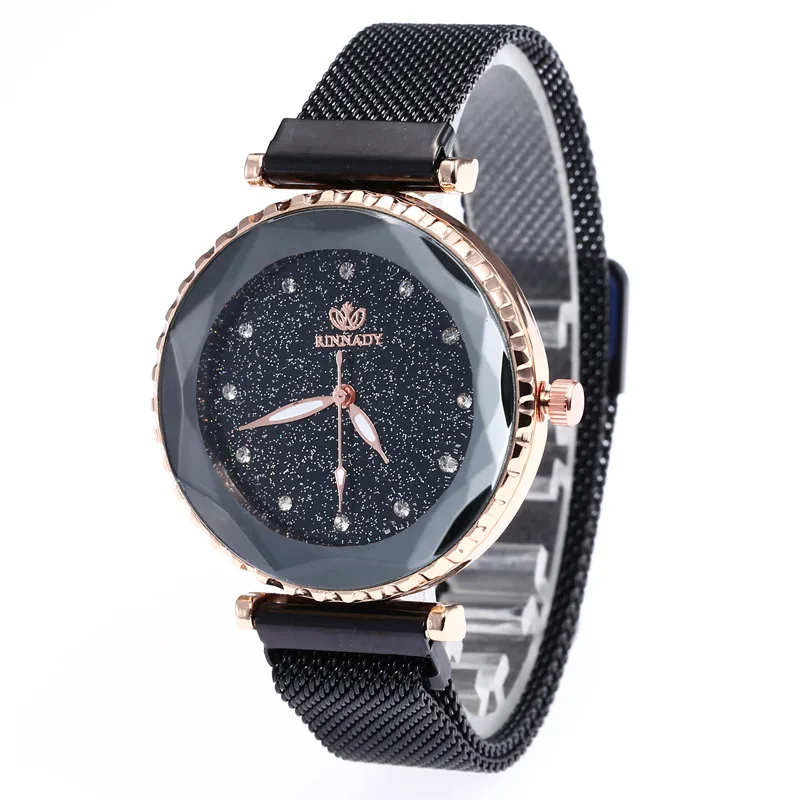 

Douyin Hot Selling 12 Diamond Set Women's Star Quartz Watch Lazy Watch Magnet Watch Strap Magnet Wrist Watch