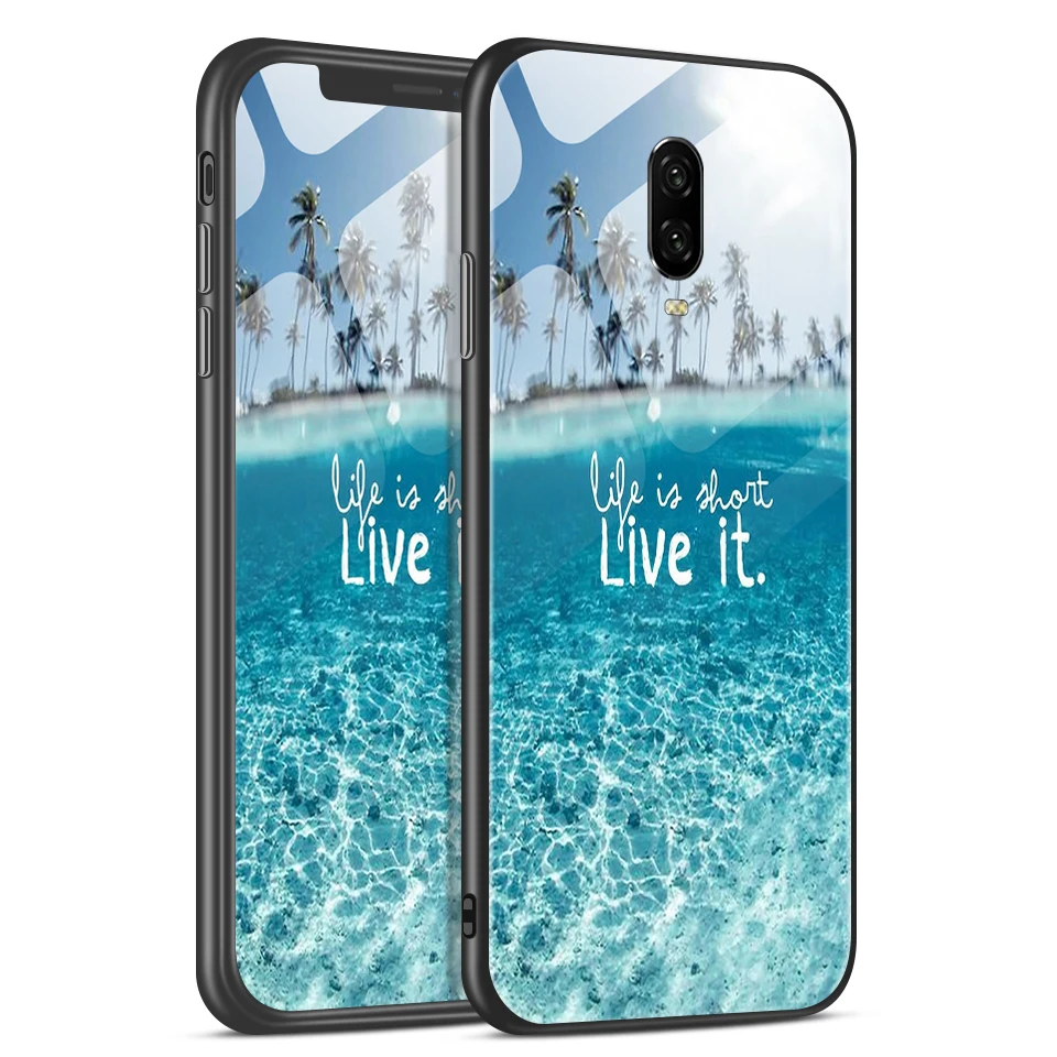 H120 Для OnePlus 6 6-7 лет, 7Pro звездным узором закаленное Стекло чехол для телефона для 1+ 6 6-7 лет, полный защитный TPU силиконовая окантовкка сзади жесткий корпус - Цвет: H120