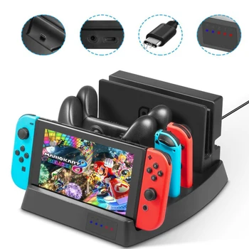 

Multi-Function Charging Dock For Nintend Switch NS Dock 2Switch Pro Controllers 2Joy-cons 1Switch Console Display Charger Stand