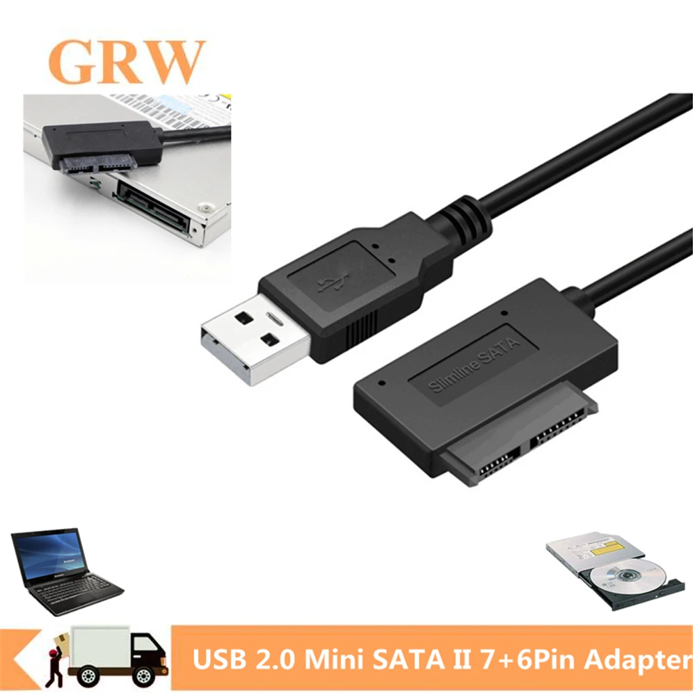 grwibeou usb para mini sata ii adaptador de cabo conversor para laptop rom slimline conversor de unidade hdd caddy