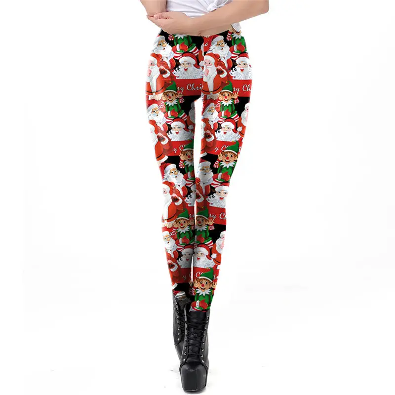 Горячая Распродажа рождественские женские Леггинсы 3D Леггинсы с цифровым принтом забавные эластичные рождественские обтягивающие леггинсы - Цвет: YHSDK010