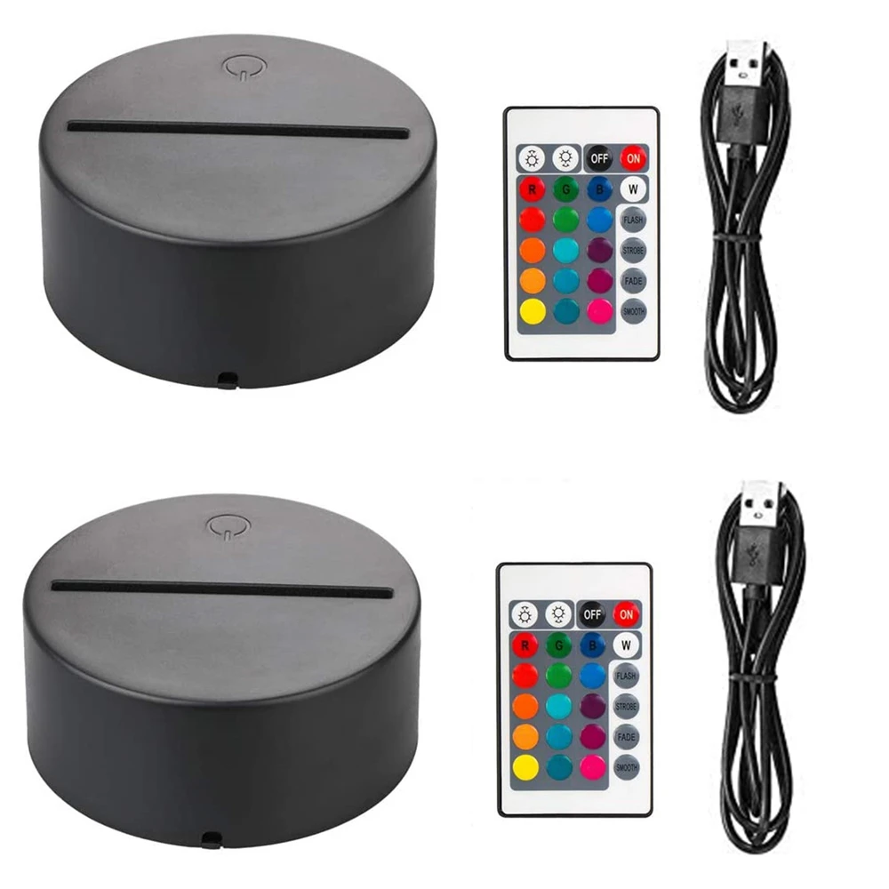 Acrylic Led Night Light Base Usb 3d Table Lamp Holder Remote Control