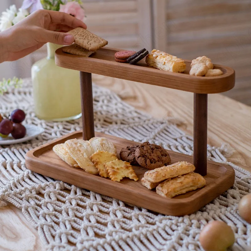 

Двухслойная полка-органайзер из твердой древесины, японская простая Косметическая настенная полка для ювелирных изделий, Кухонное настольное украшение для хранения, домашний декор