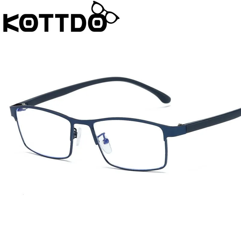 Eyeglasses Frames KOTTDO Vintage Square Optical Eye Glasses Frames Metal Men Fashion Classic Business Clear Transparent Frame Eyeglasses oculos